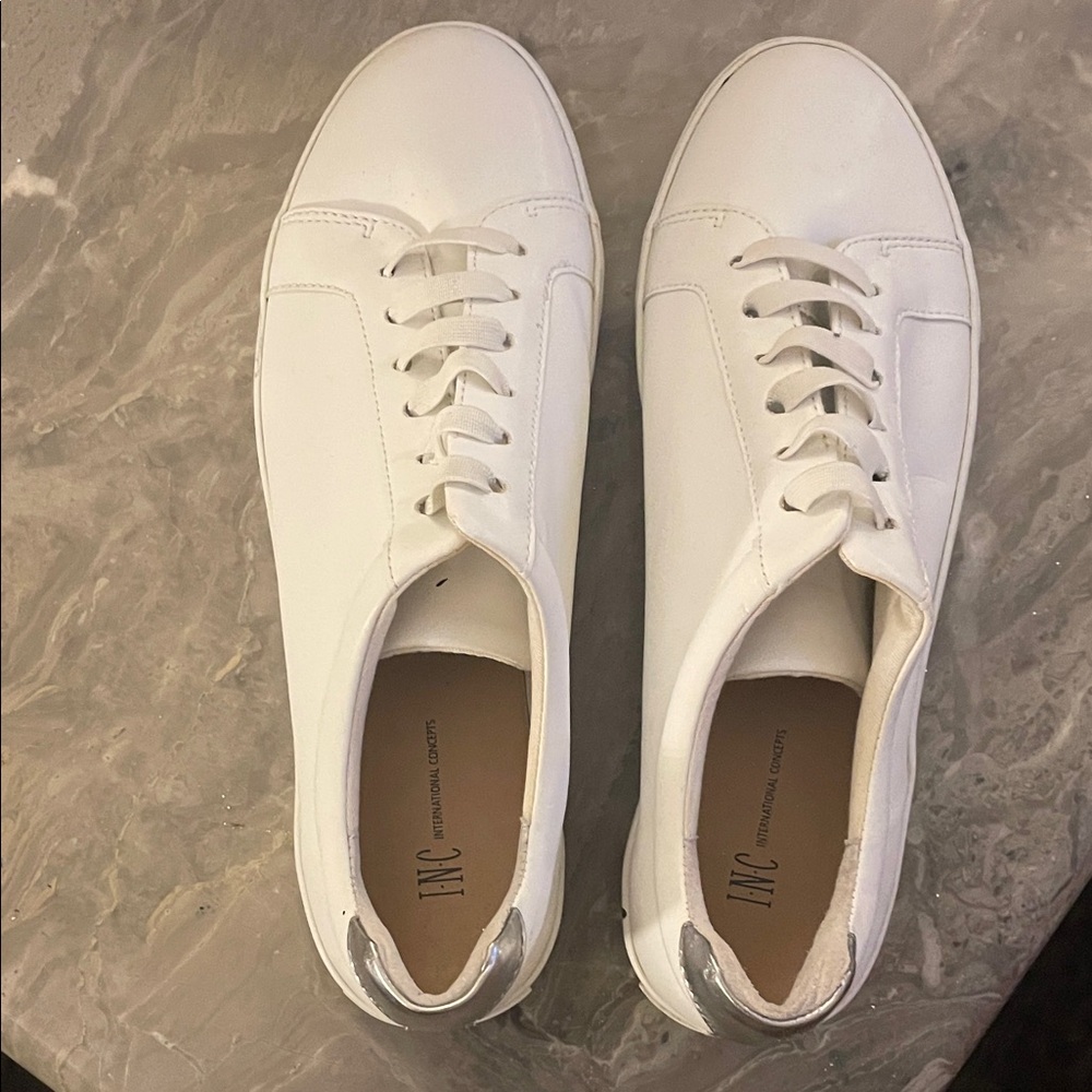 INC Lola Sneakers in the classic White and Silver colorway. Size 10. NWOT